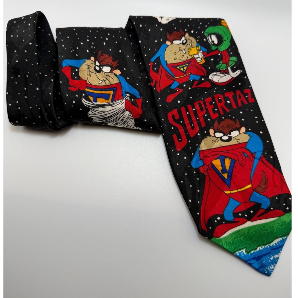 Vintage 1993 Looney Tunes Mania Tie Taz Marvin Sylvester Tweety Warner Bros